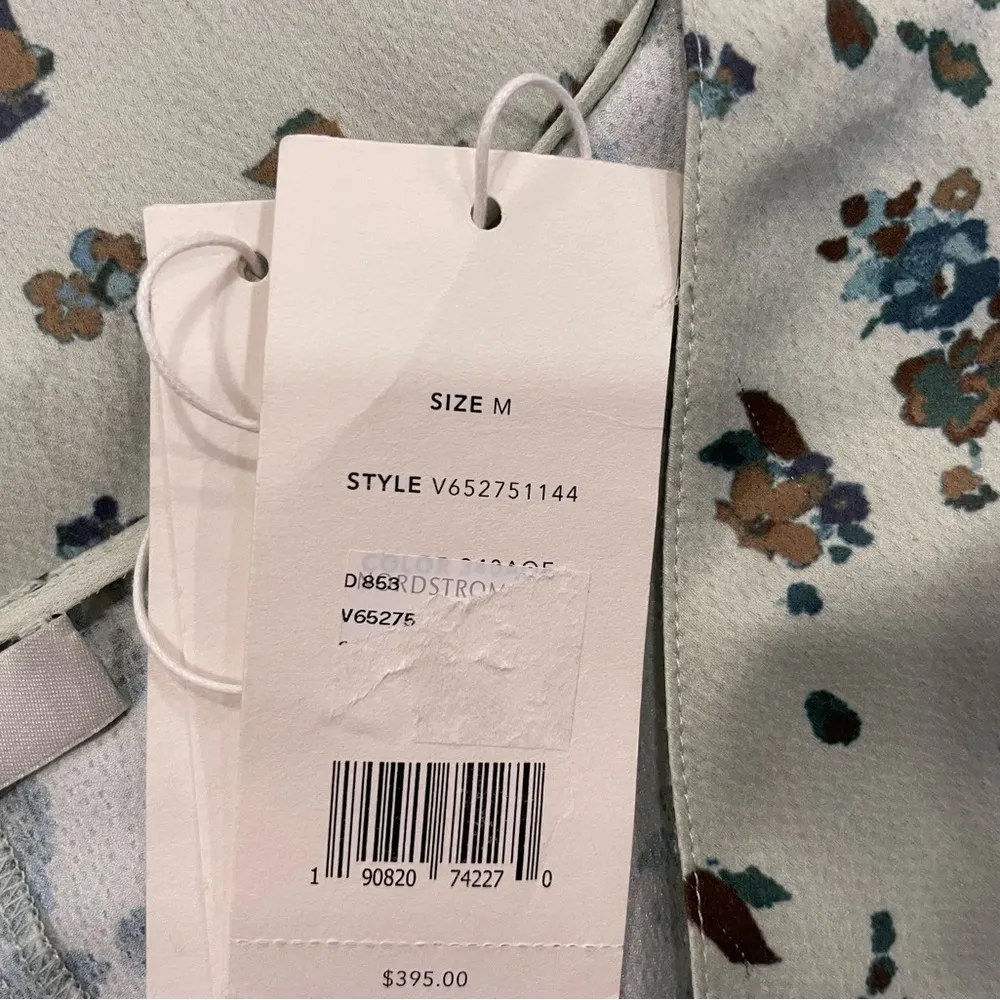 Vince Floral Asymmetrical Shift Dress Aloe Medium M - Image 9