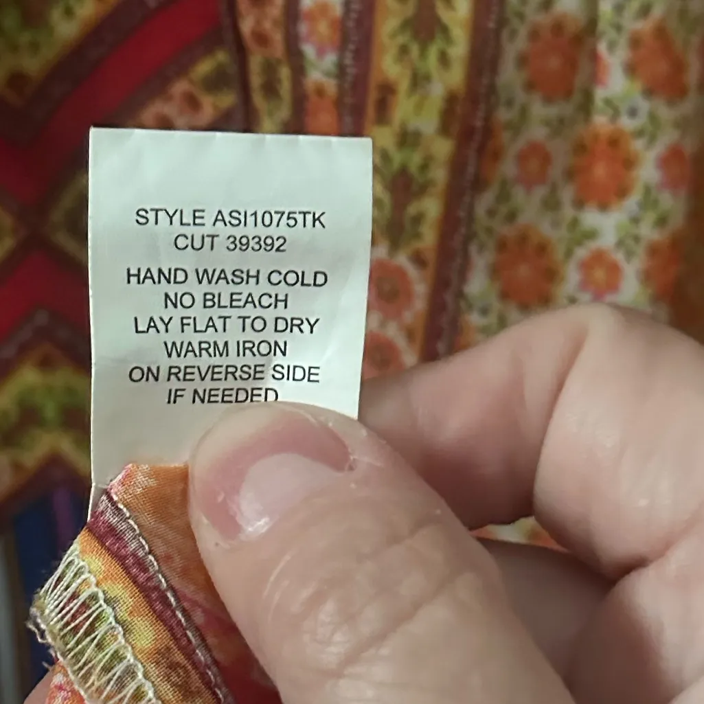 Fig & Flower Anthropologie Boho Flowy Women's Peasant Top XL Patchwork Hippie Orange - Image 5