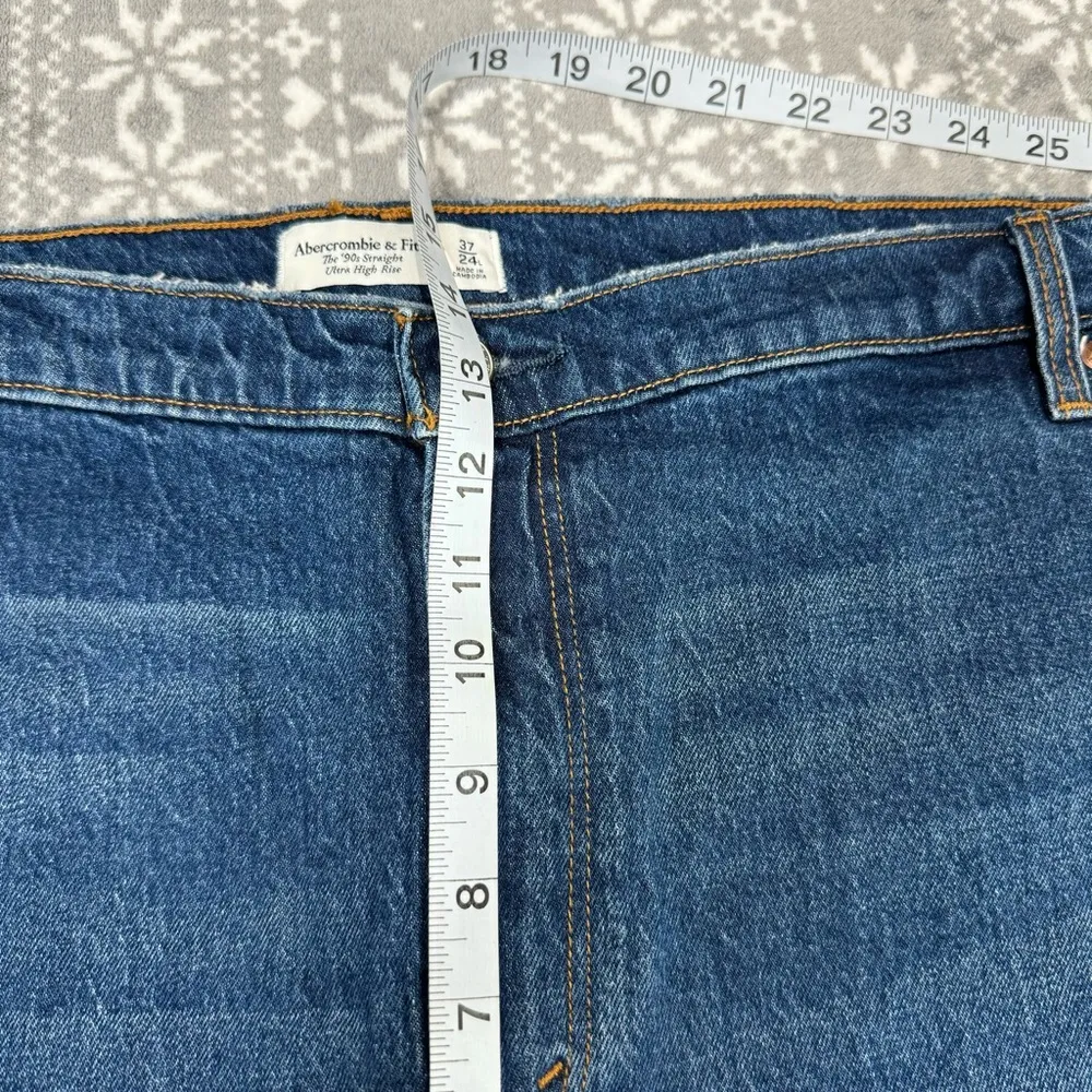 NWT Abercrombie & Fitch The 90's Straight Ultra High Rise Blue Wash Size 24 Long - Image 11