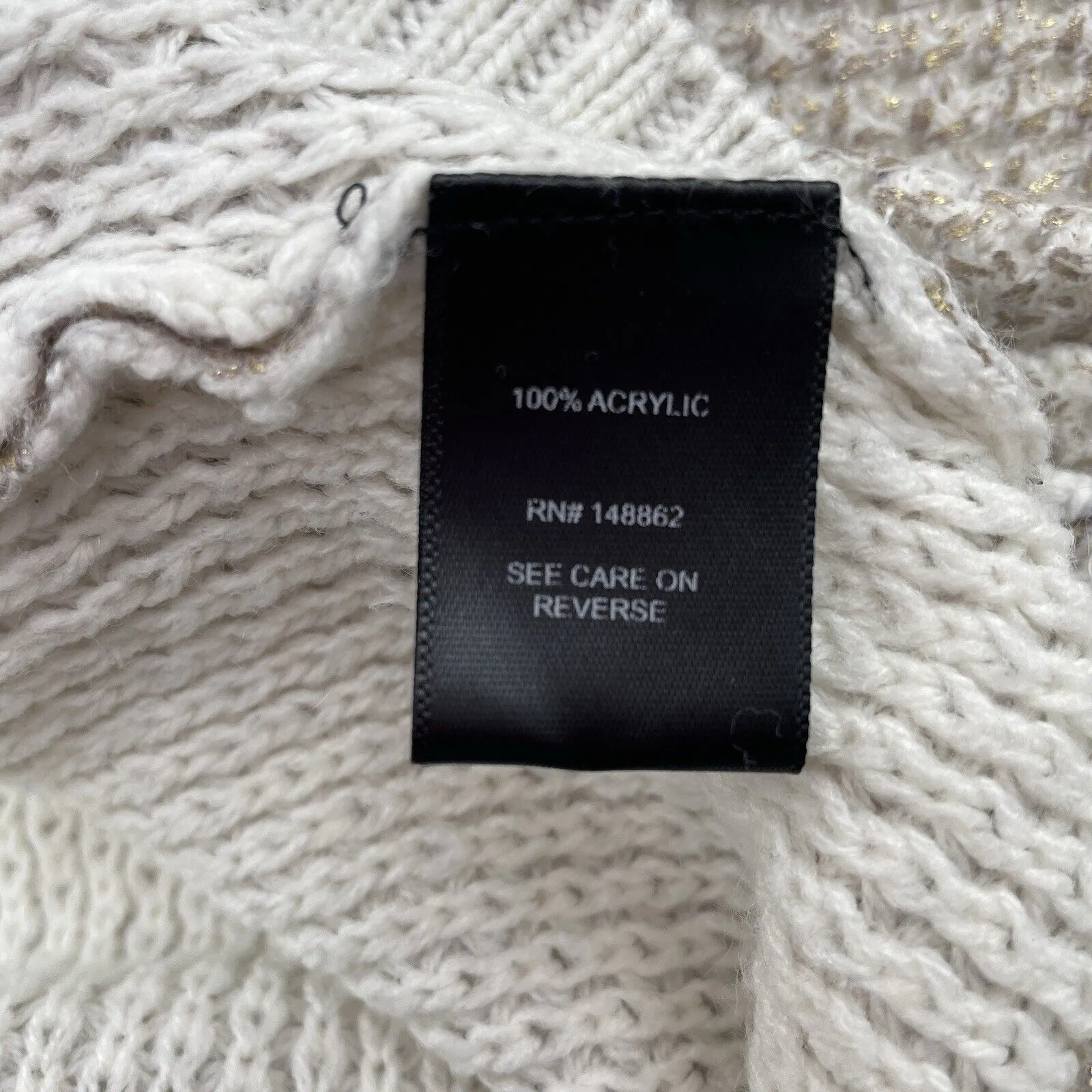 Torrid 3 3X Ivory Metallic Cable Knit Sweater Scoop Neck Pullover Gold Holidays - Image 10