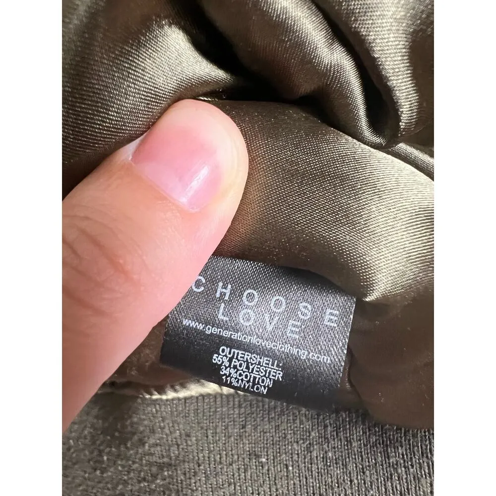 Generation Love Georgina Asiatic Raccoon Bomber Jacket in Olive Green Sz S - Image 5