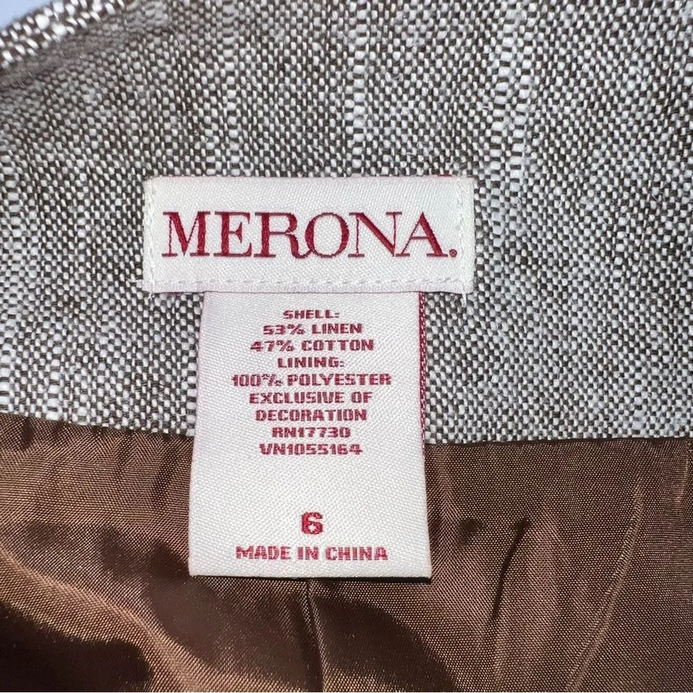 Merona Women's Linen/Cotton Tweed Pencil Skirt with Brown Top Stitching-Size 6 - Image 11