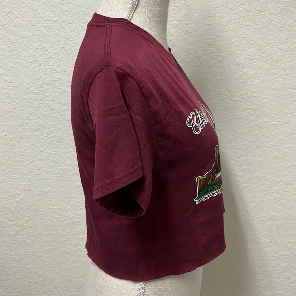 Chicago GILDAN Heavy Cotton Graphic Crop Top Size Small - Image 3