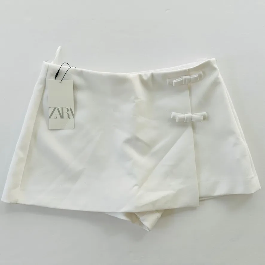ZARA White Skort NEW Size Large Mini Bow Cute Y2K Shorts - Image 2