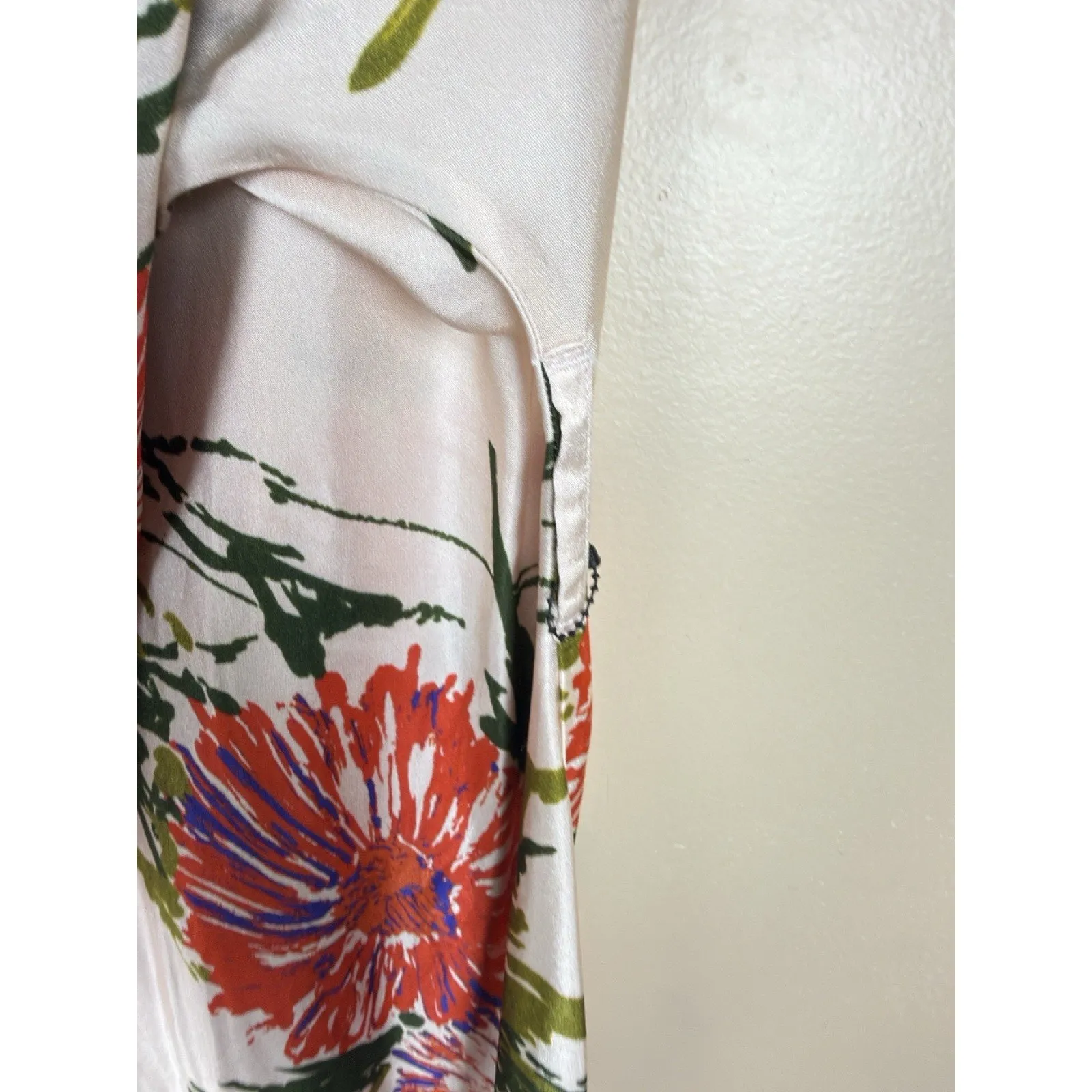 GHOST London Floral Caftan Kimono Dress Womens Size L Viscose Red Blue Print Size L - Image 8