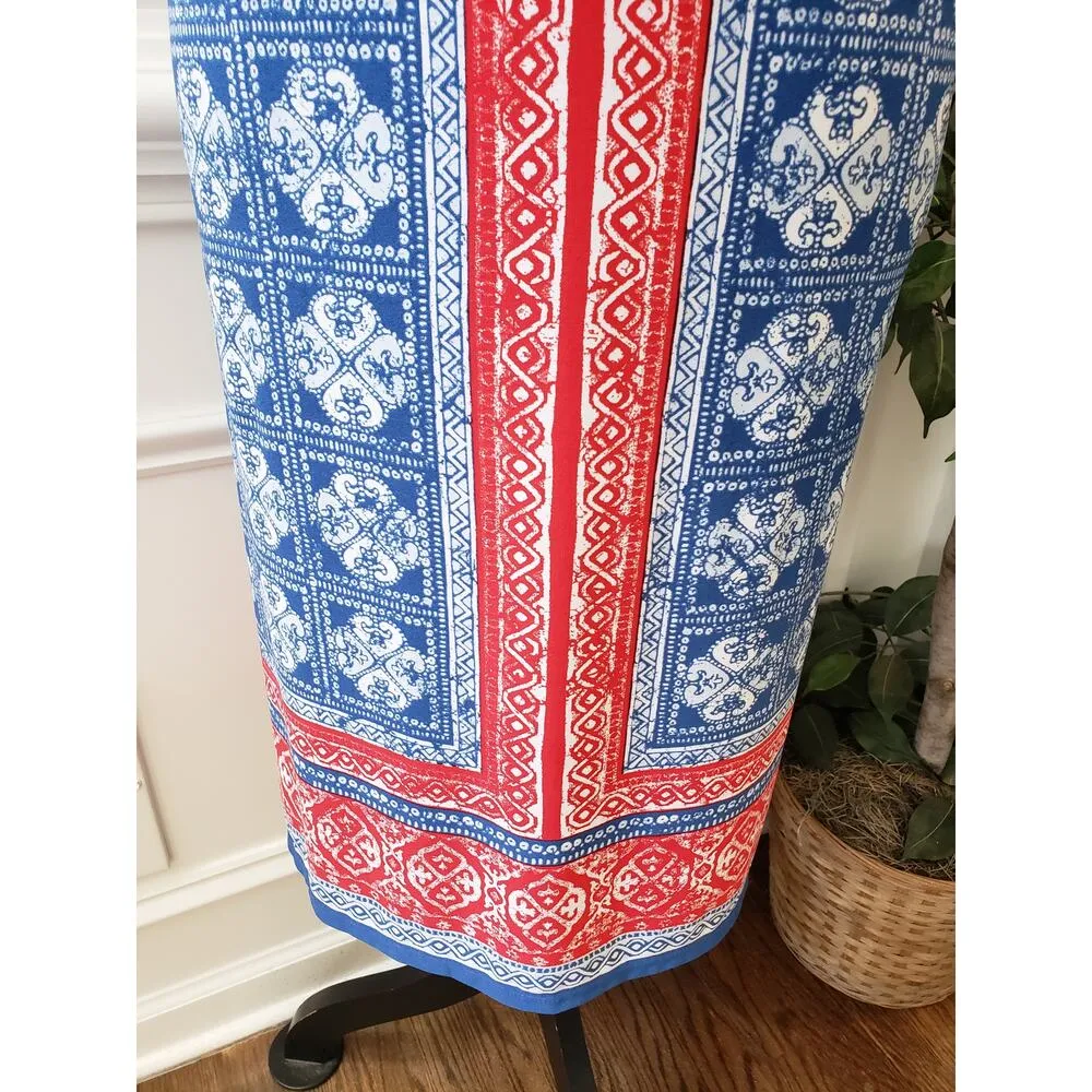 Ruby Rd. Shift Dress Womens 1X Blue Patterned Round Neck Sleeveless Tie Front - Image 11