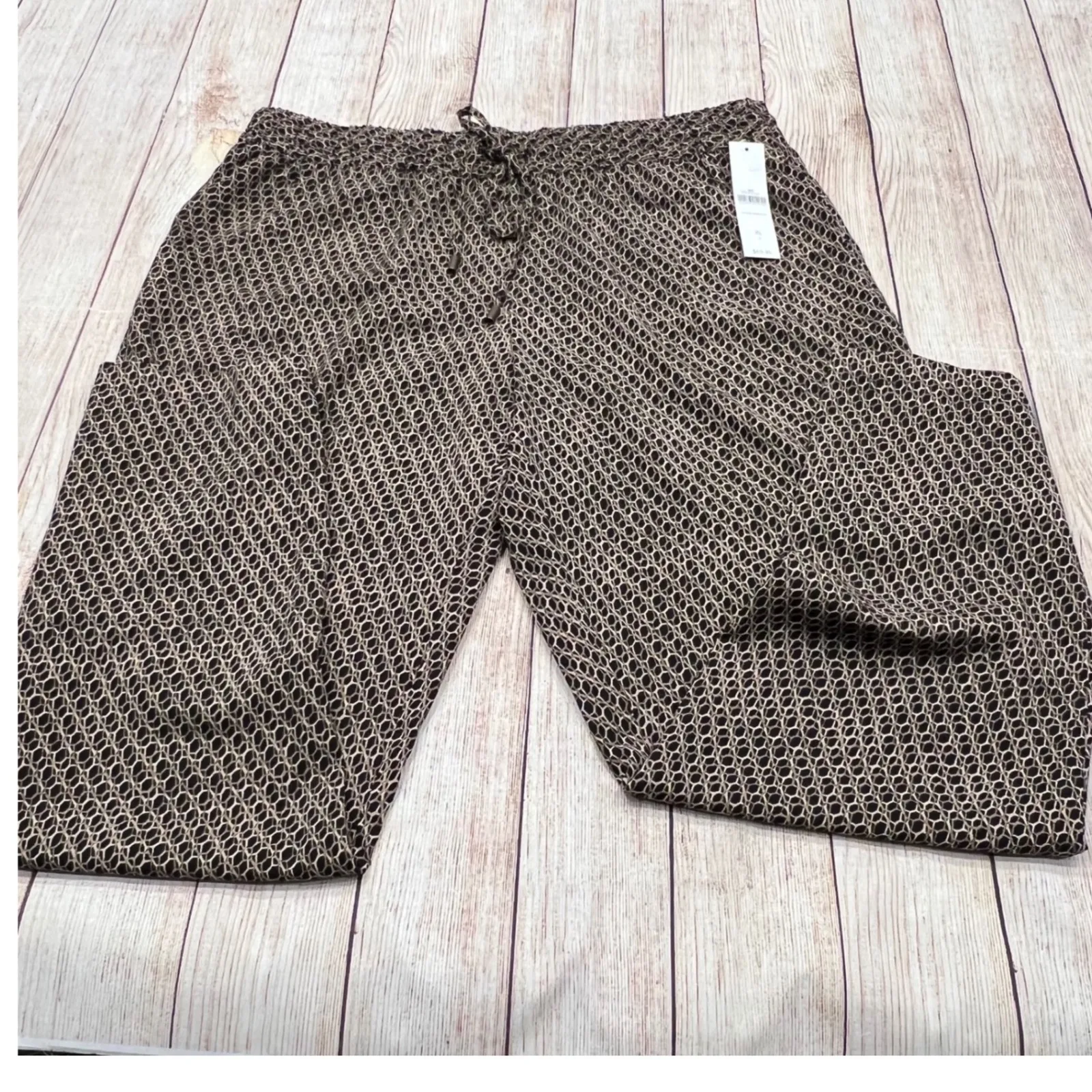 Coldwater Creek Natural Fit Ankle Leg Pants XL Geometric Print Elastic Waist - Image 6