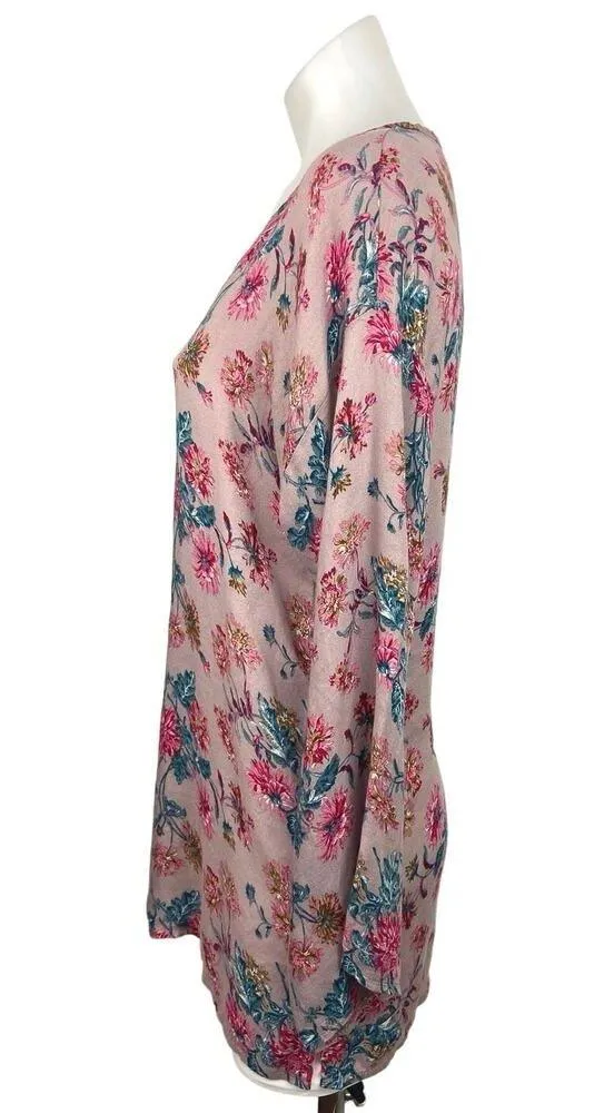 Don't Sky Away Pink Floral Soft Long Sleeve Cardigan Sweater Top One Size Size undefined - Image 2
