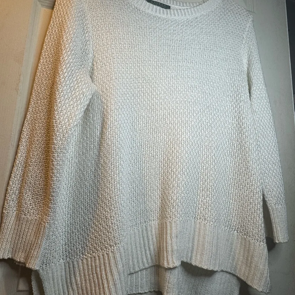 Lauren Ralph Lauren White Textured Knit Sweater XL - Pre-loved High-Low Hem - Image 8