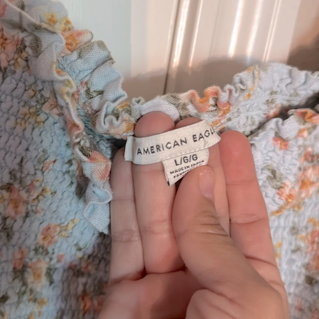 American Eagle Puff Sleeve Smocked Mini Dress - Image 2