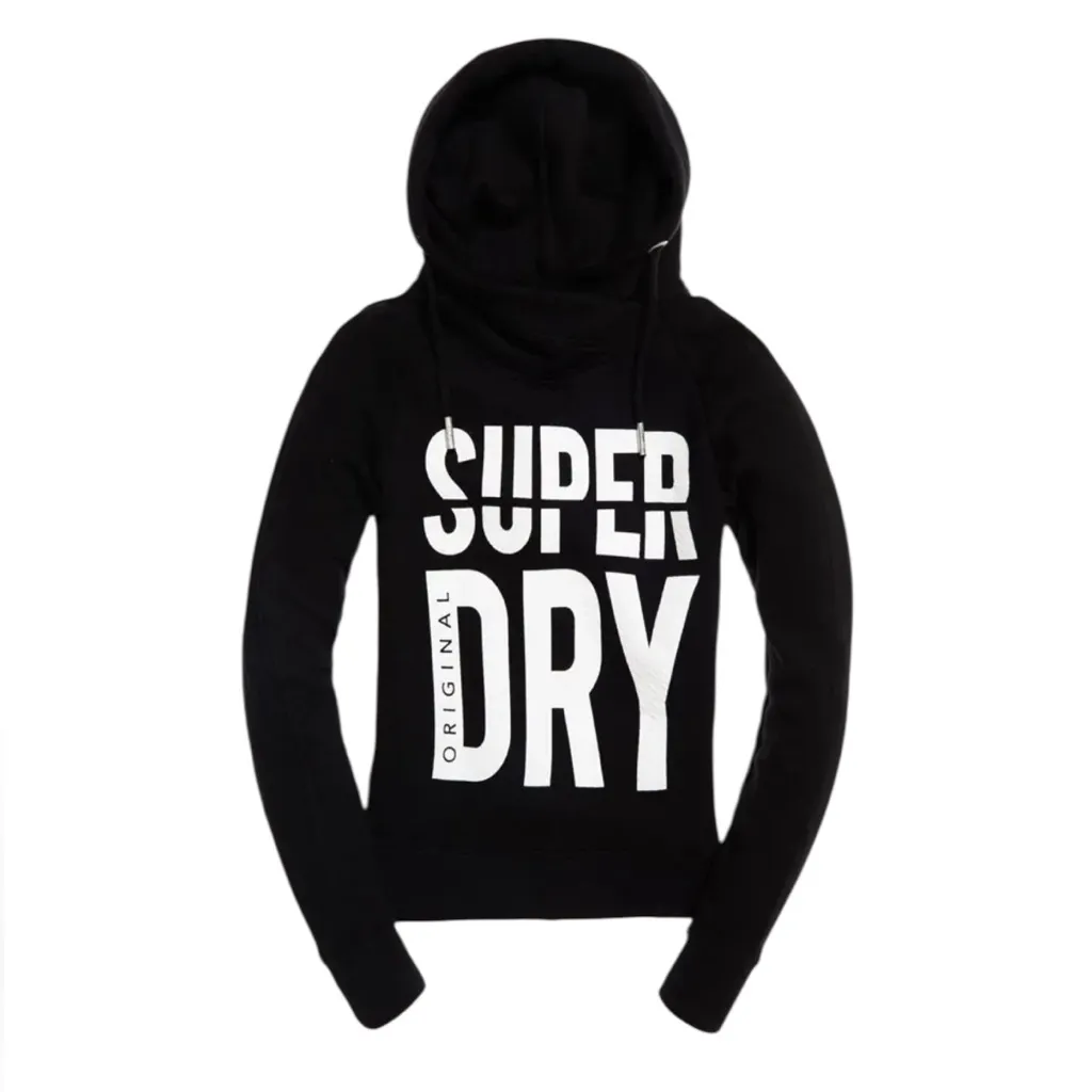 Superdry Dimension Panel Sport Crop Hoodie Black Size 8 - Image 4