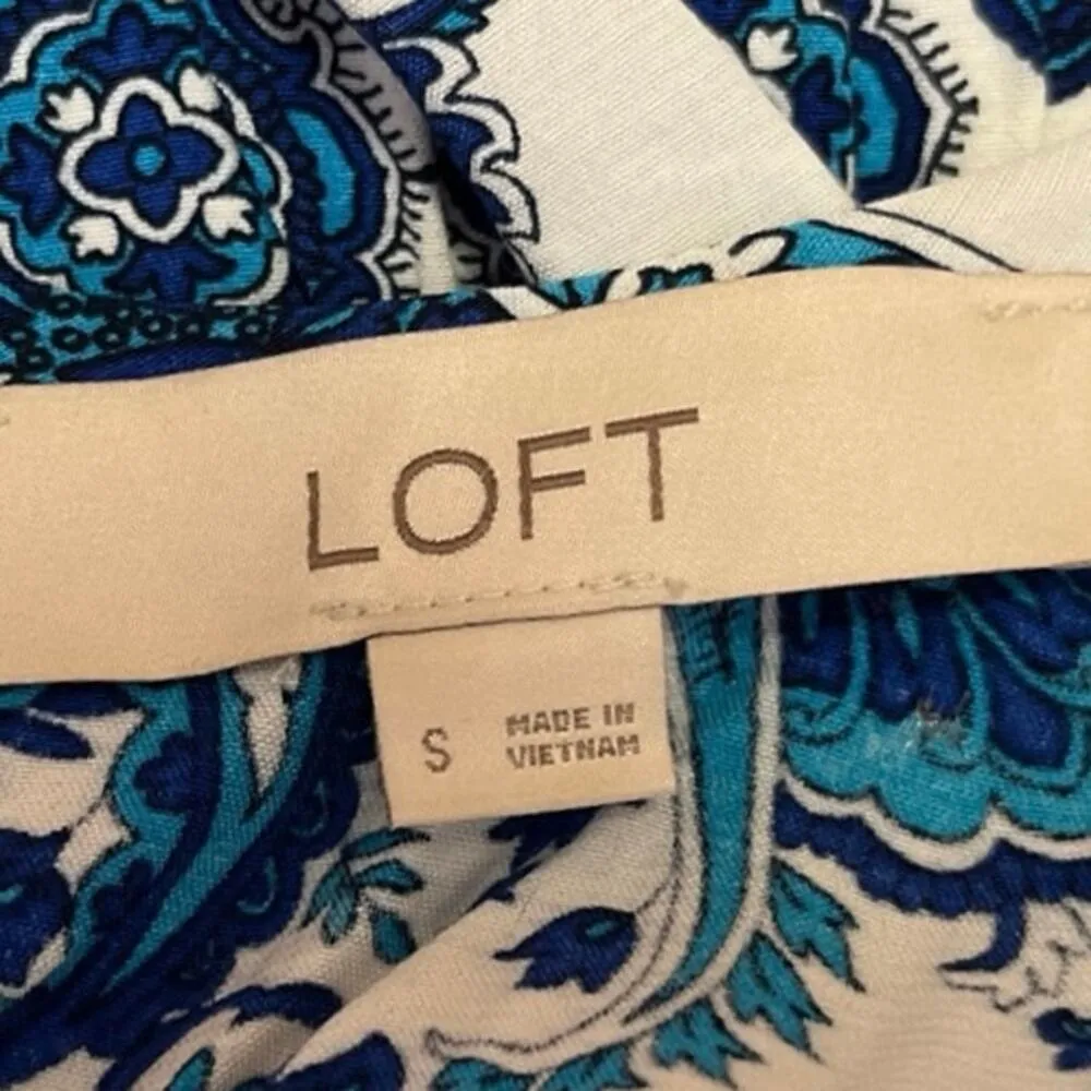 Ann Taylor LOFT Blue Paisley Print Sleeveless Wide Leg Romper Jumpsuit Size S - Image 7