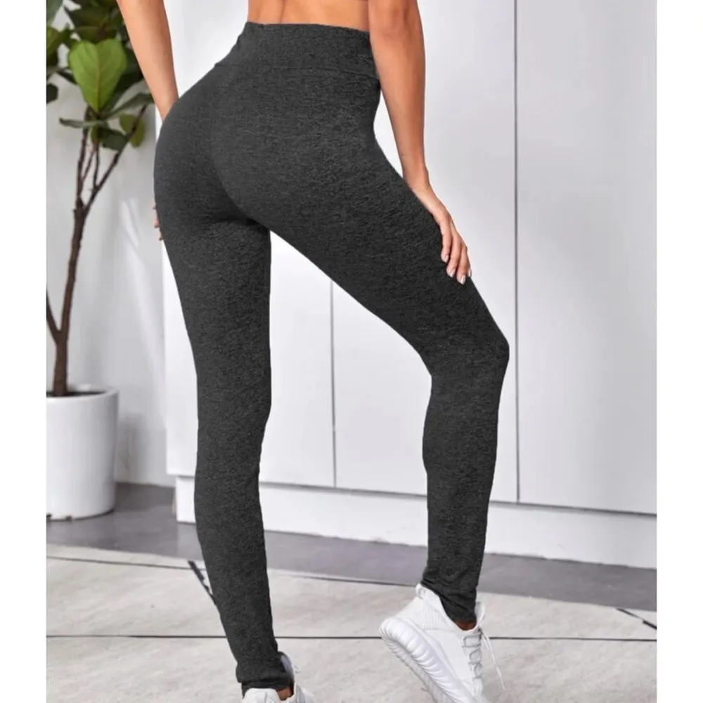 🆕 SHEIN high rise drawstring waist charcoal gray leggings medium - Image 5