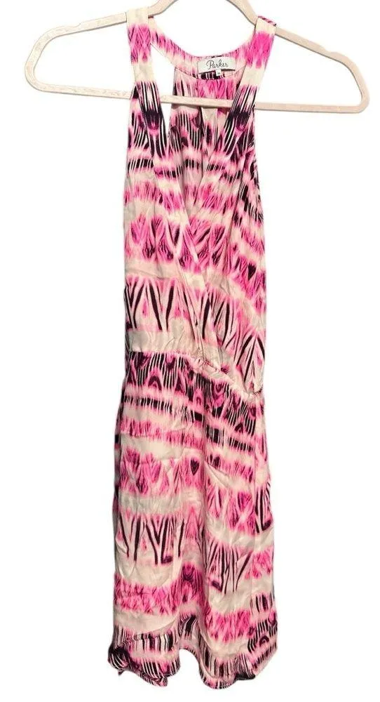 Parker Revolve Kita Pink Pop Cosmos Halter vneck surplice Keyhole Back Dress XS - Image 7