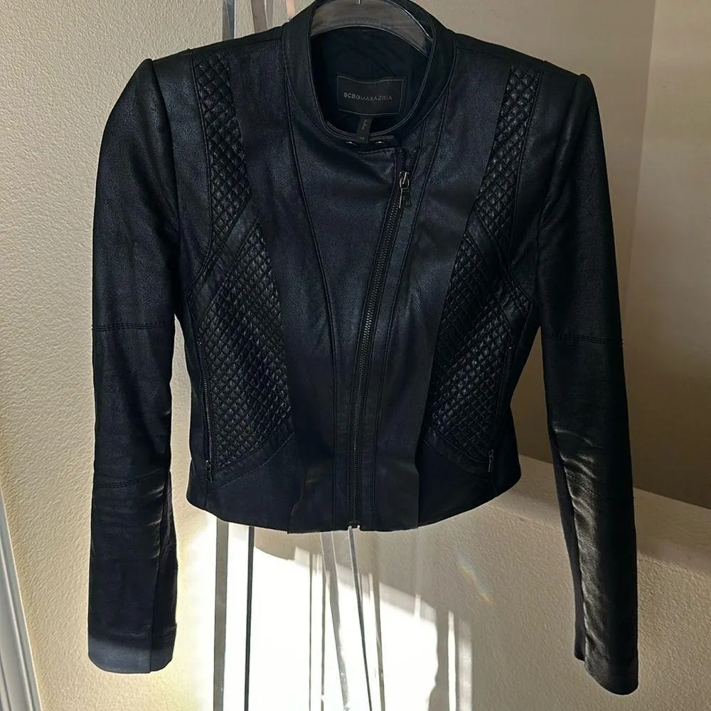Beautiful BCBG MAX AZRIA Misa Blocked Jacket Moto Jacket - Image 5