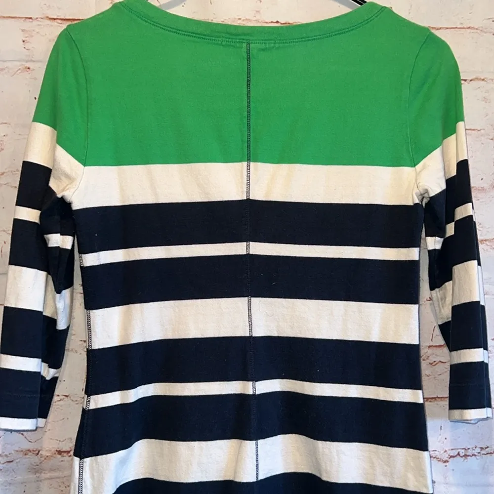 Banana Republic Dress Womens Small Green White Blue Striped Shirt Dress Cotton - Image 6
