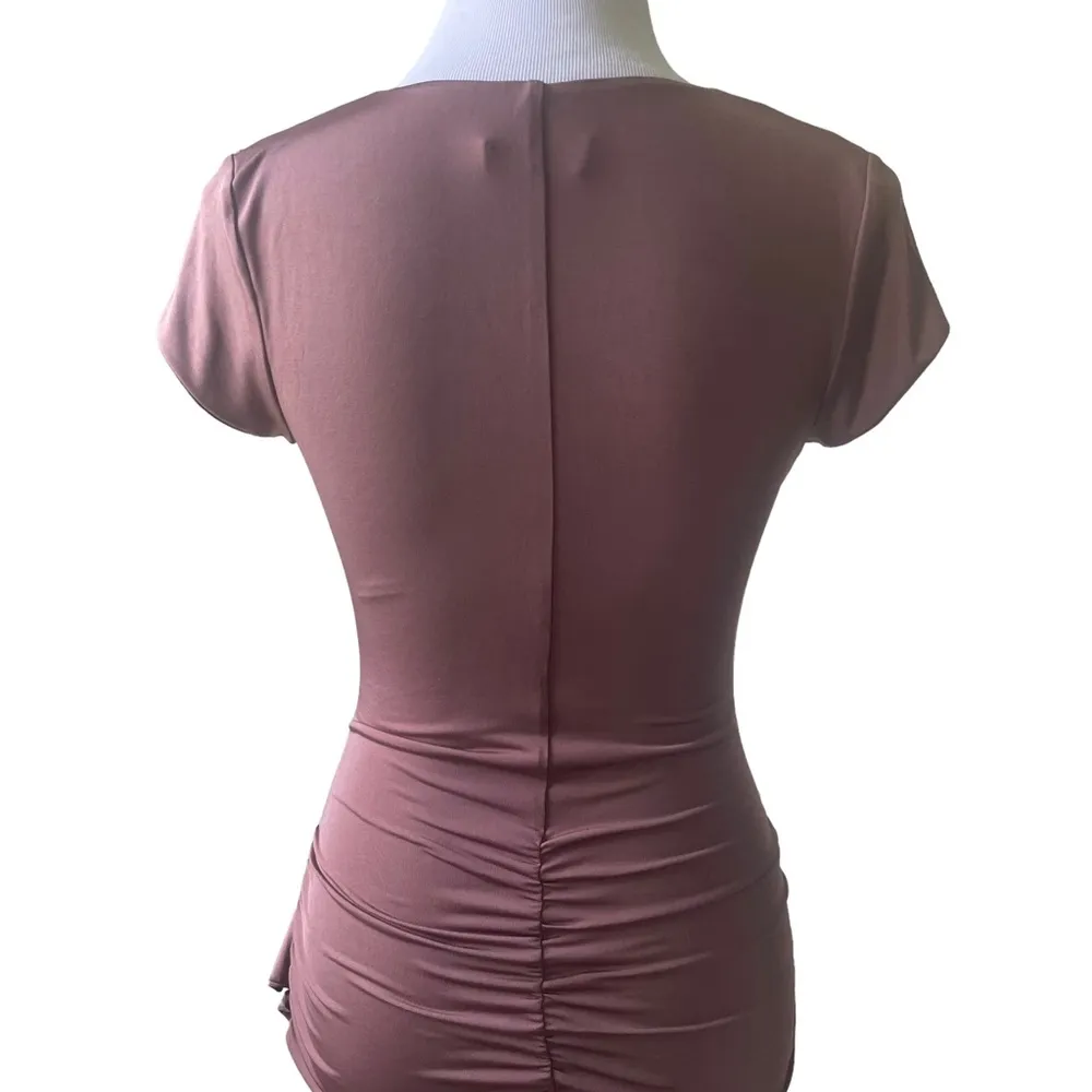 I.AM.GIA Brown Greta Ruffle Tie-front Mini Dress Size Medium - Image 6