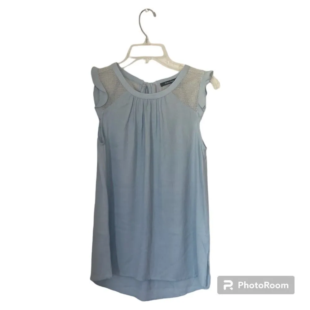 Doe & Rae light blue top with mesh and ruffle details - Image 2