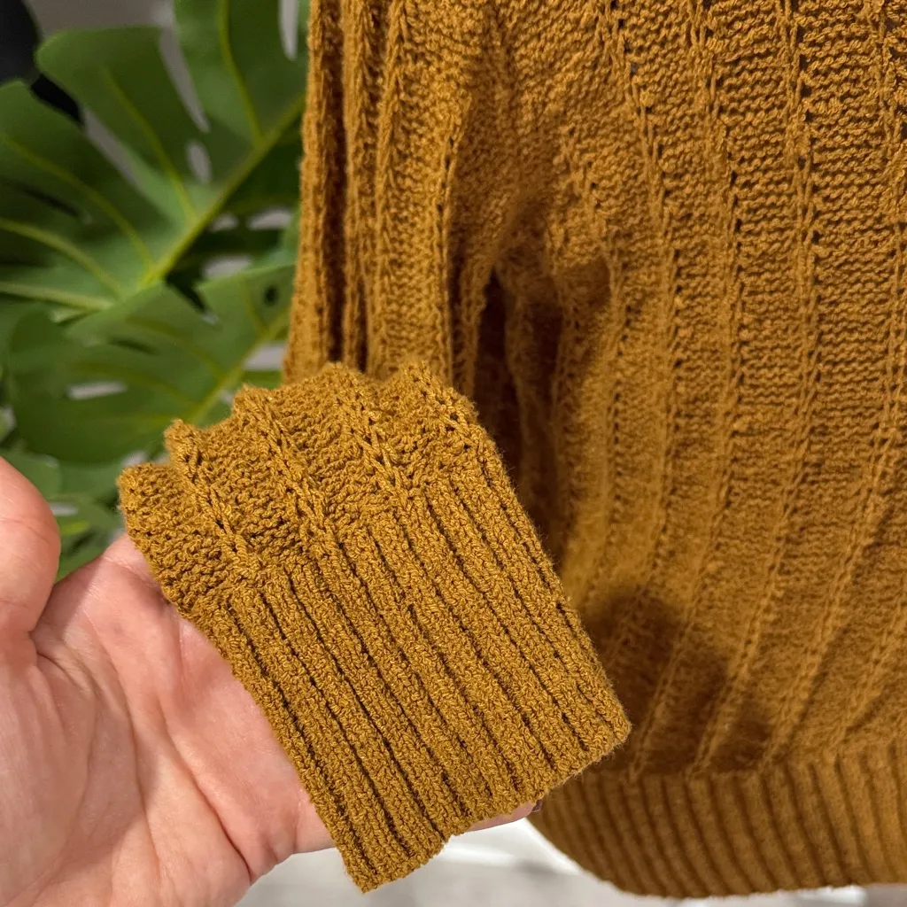 J. Crew Point Sur Textured Vneck Cardigan Golden Knit Sweater S - Image 5