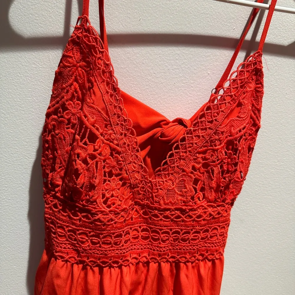 Large bright red open back dress - Image 2