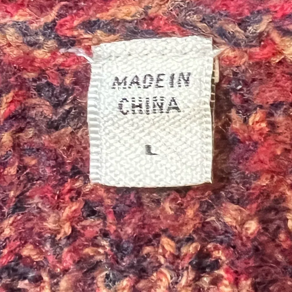 Joie Jemel Red Multicolor Wool Knit Sweater Cozy Cabincore Button-Collar Large - Image 6