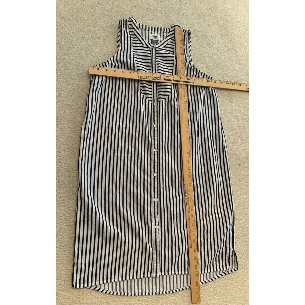 Womens Shirt Dress Size S White & Blue Striped Button Up Sleeveless GG - Image 7