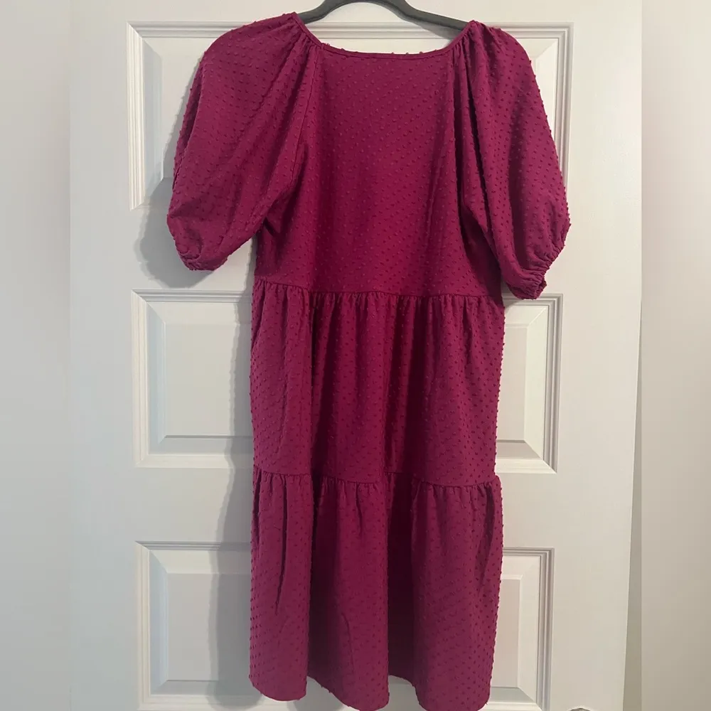 J. Crew Swiss Dot Magenta Puff Sleeve Dress Women’s Size Small NWT - Image 3