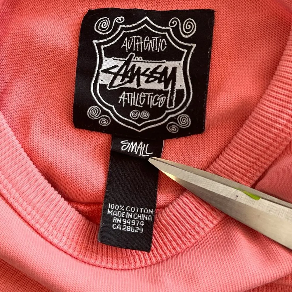 Stussy Athletics Vintage Crown Logo Boxy Oversized Sweatshirt Coral White Small - Image 8