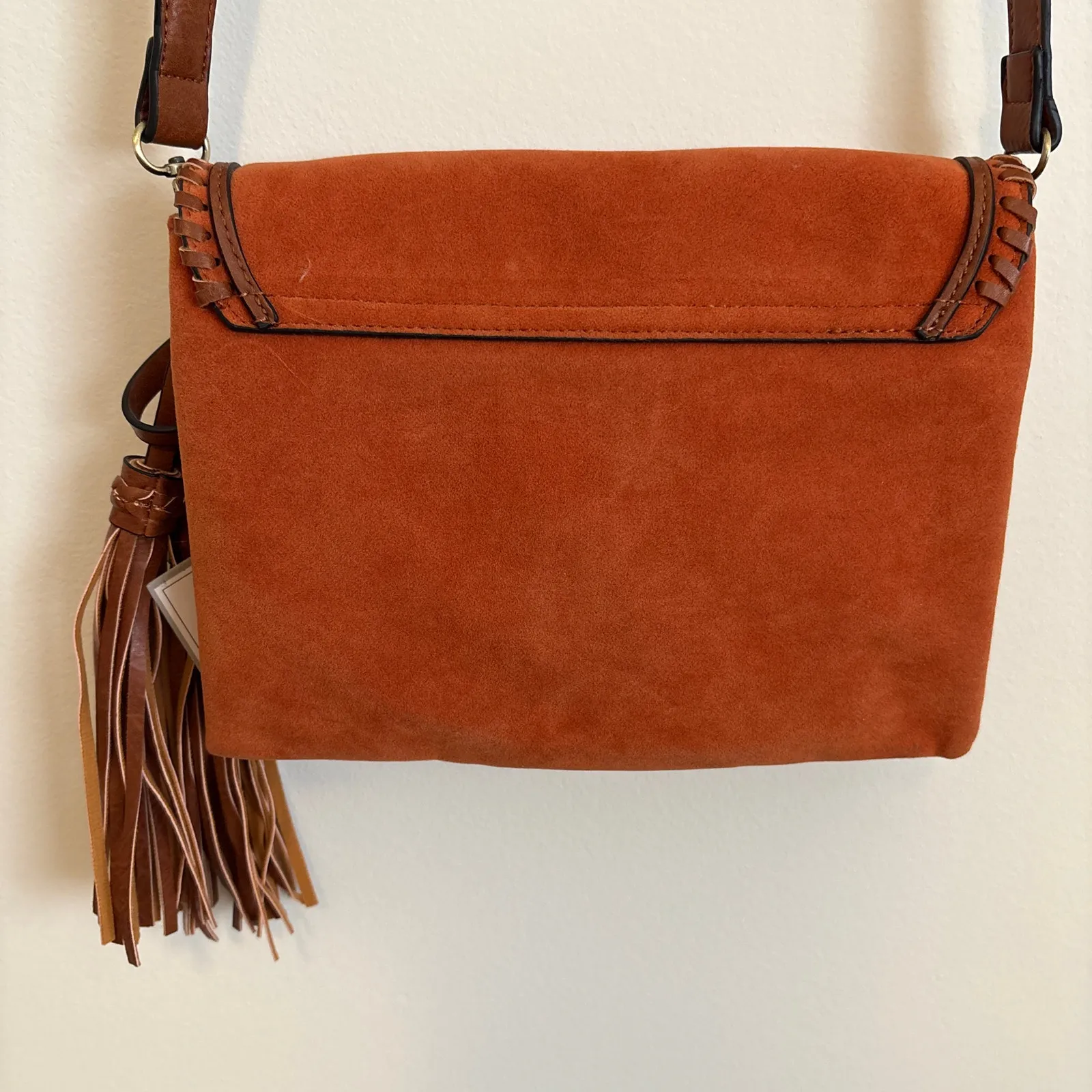 Jen & Co Sloan Vegan Crossbody Faux Suede Envelope Bag Burnt Orange Brown NWT - Image 6