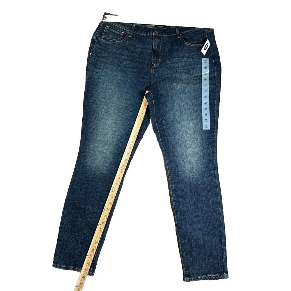 Old Navy Curvy Mid Rise Skinny Jeans Women's Size 16 Blue 5-Pocket Medium‎ Wash - Image 5