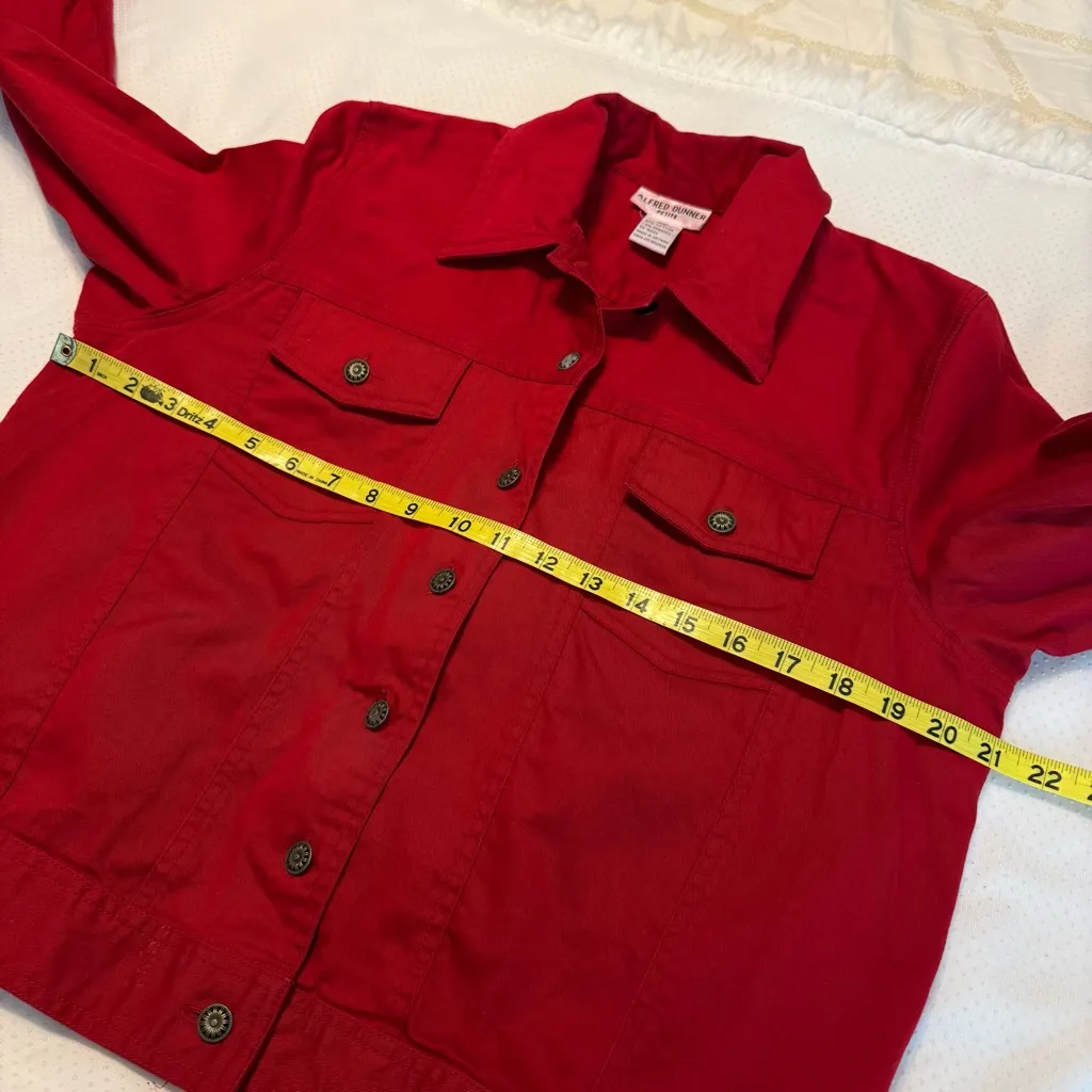 Alfred Dunner Petite Red Button Down Jean Style Jacket Women’s Size 10P - Image 5
