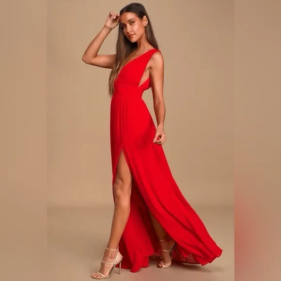 Lulus Heavenly Hues Red Maxi Dress size XS (NWT) - Image 2