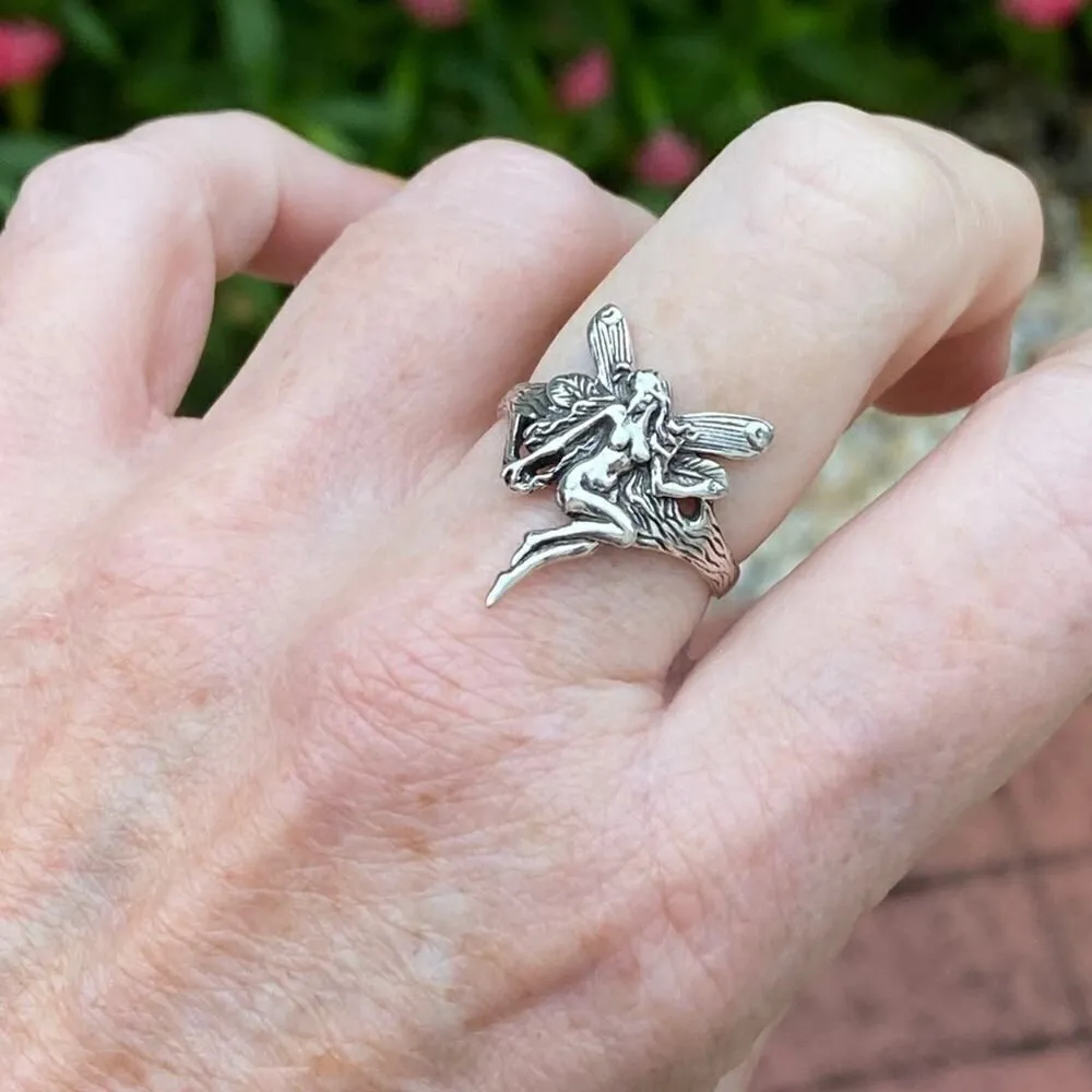 Fairy Sterling Silver Ring Boho sizes 10 - Image 3