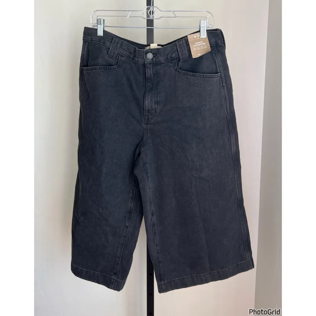 Madewell Denim Culottes Mid Rise Wide Leg Black size 30 New With Tags - Image 4