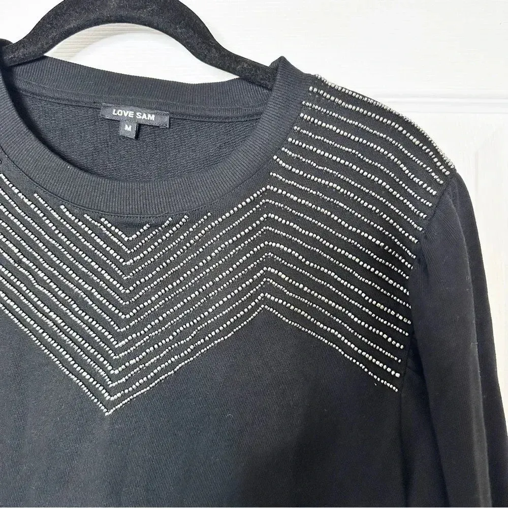LOVE SAM Sweater Beaded Split Sleeve Crew Neck Size Medium‎ - Image 2