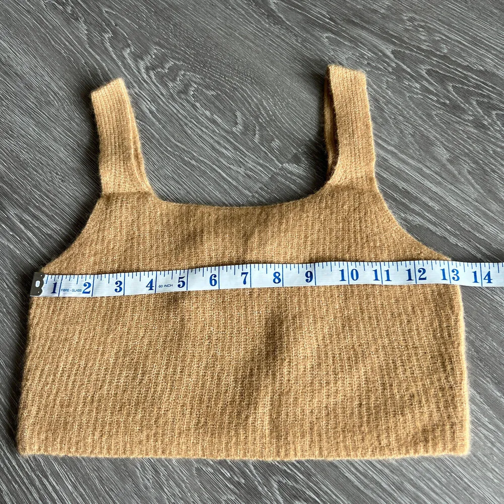 Everlane Crop Top Womens Small Wool Blend Cozy Stretch Camel Brown - Image 7