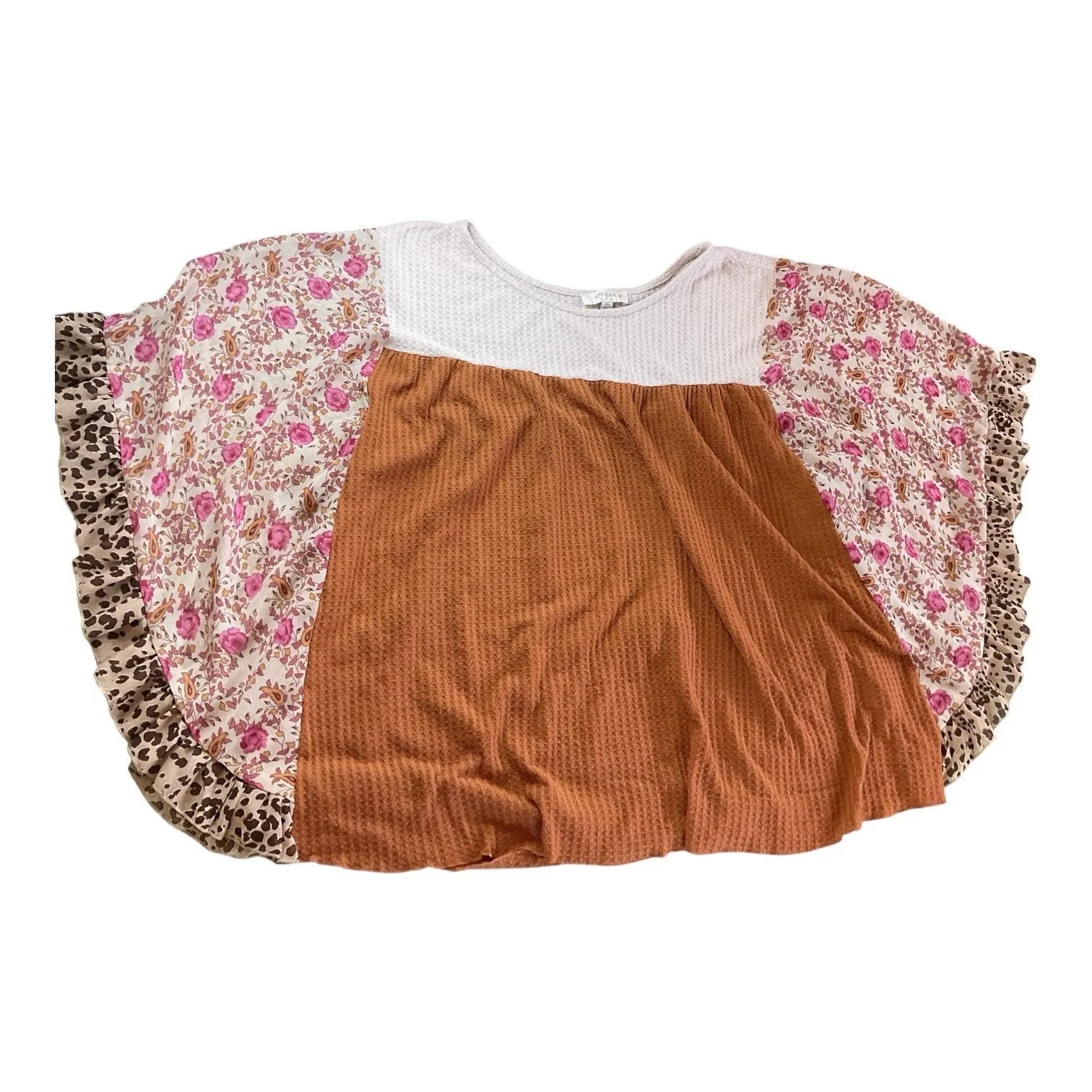 Women's Waffle Knit Batwing Sleeve Brown Knitted Blouse Top Size XXL‎ - Image 5