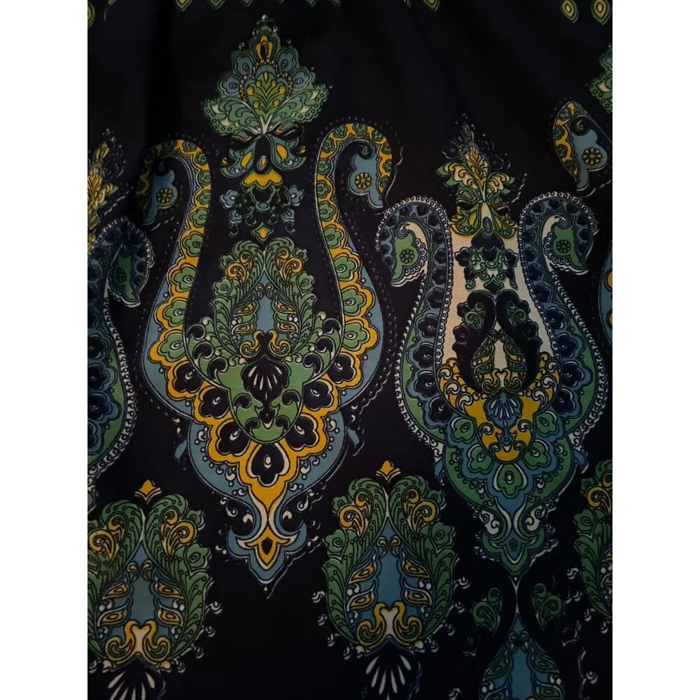Westbound Womens XL Boho Embroidered V-Neck Pullover Blouse  Navy/Green Sequins - Image 7