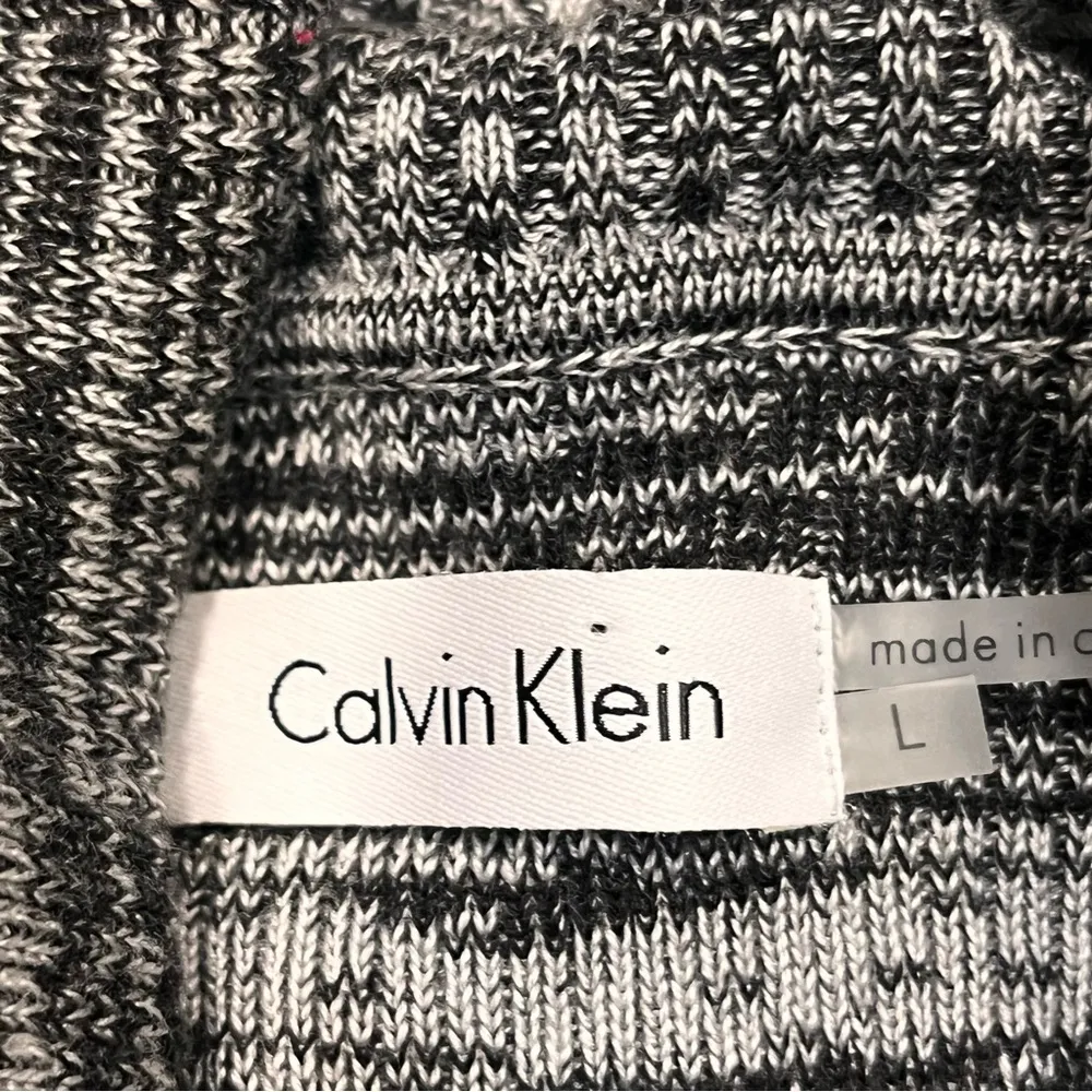 NEW Calvin Klein Long Sleeve Cowl Neck Pleated Flare Skirt Marled Gray Dress L - Image 10