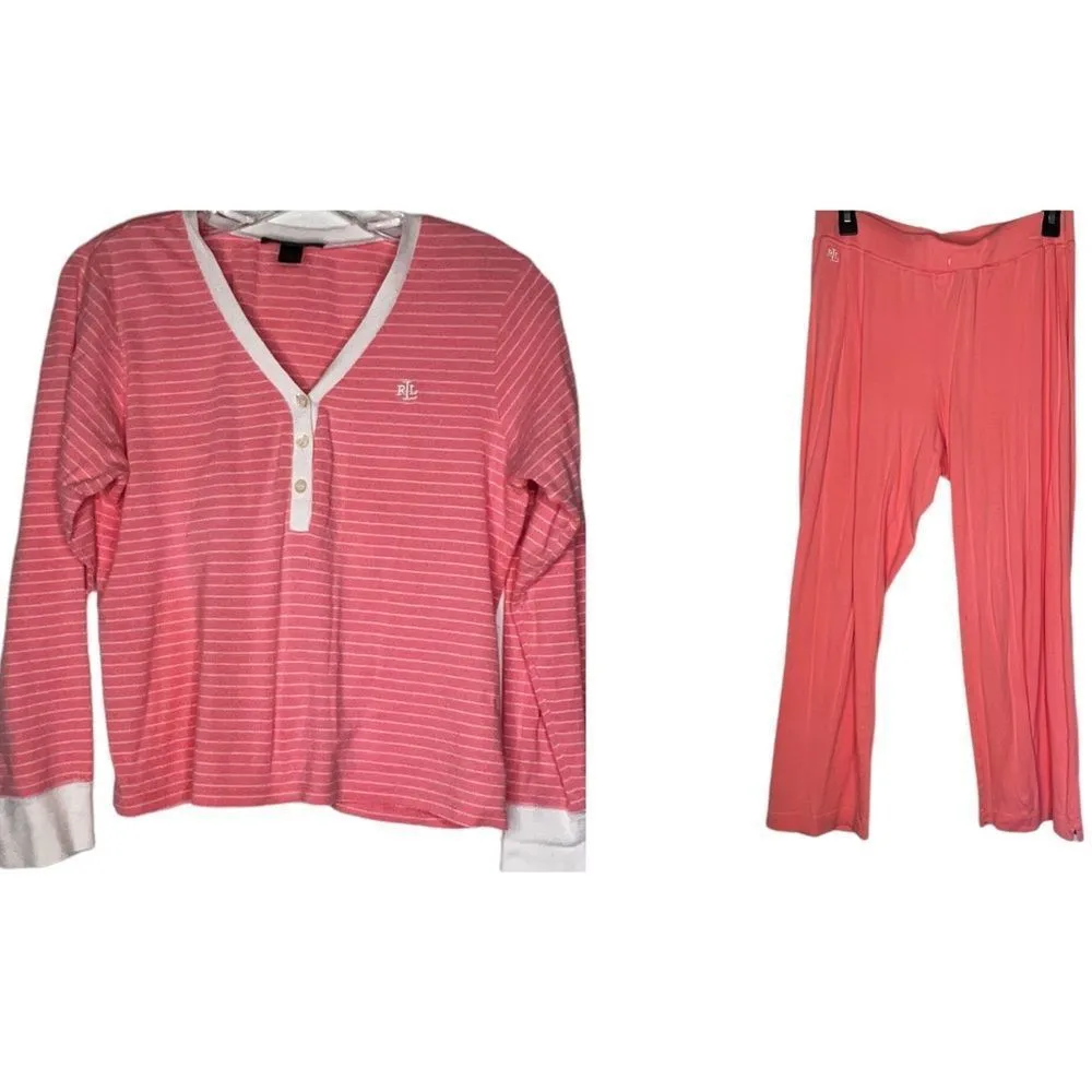 Vintage Lauren Ralph Lauren‎ Pajama Set Pink Size M - Image 2