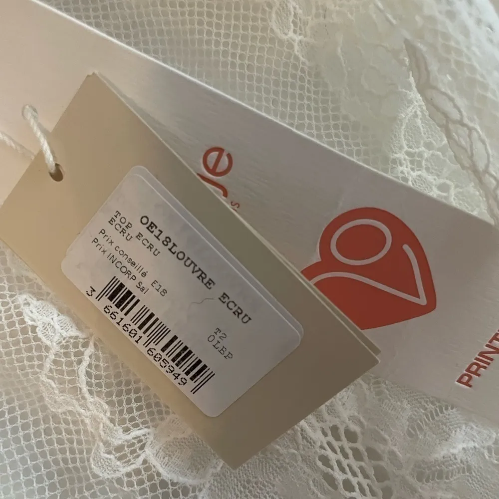 Maje Lace Overlay Blouse‎ Medium Cream Ecru - Image 6