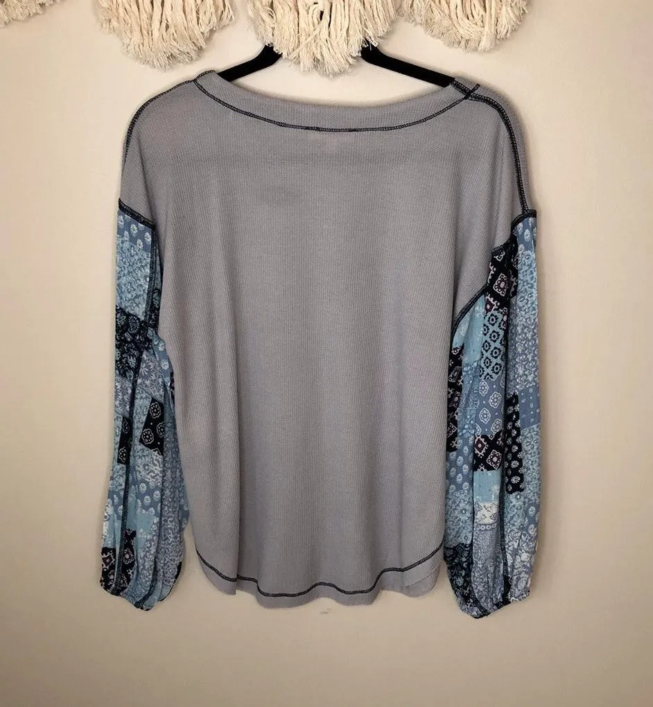 Mystree Grey Waffle Knit Ballon Sleeve top - Image 3