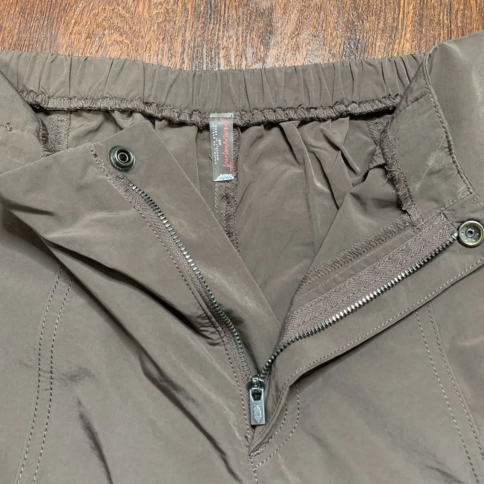 Free People Movement Brown Baggy Pants Crop Sz S Low Back Pockets 0B1703859 - Image 3