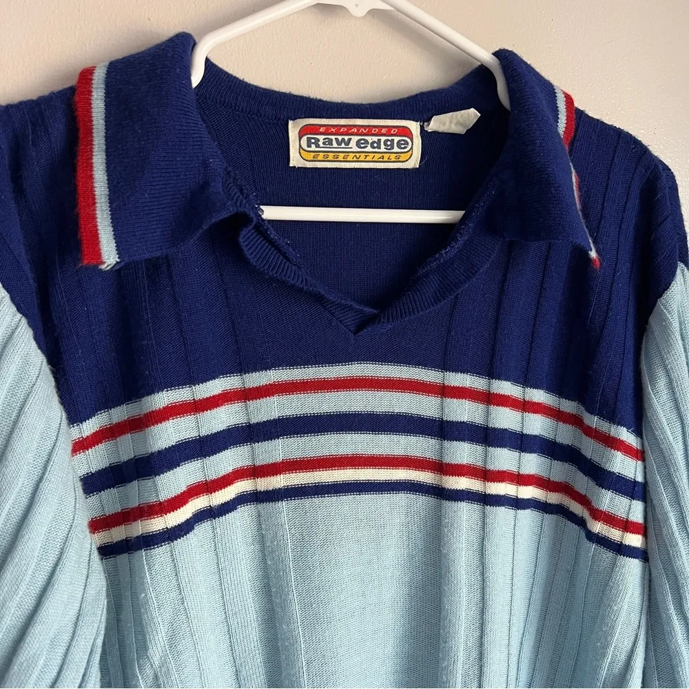 Vintage Striped Collared Sweater Size XL - Image 2