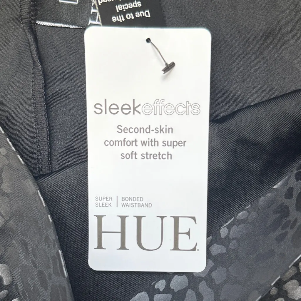 NWT HUE Black Leopard Sleek Effects High-Rise Bike Shorts Size Medium - Image 6