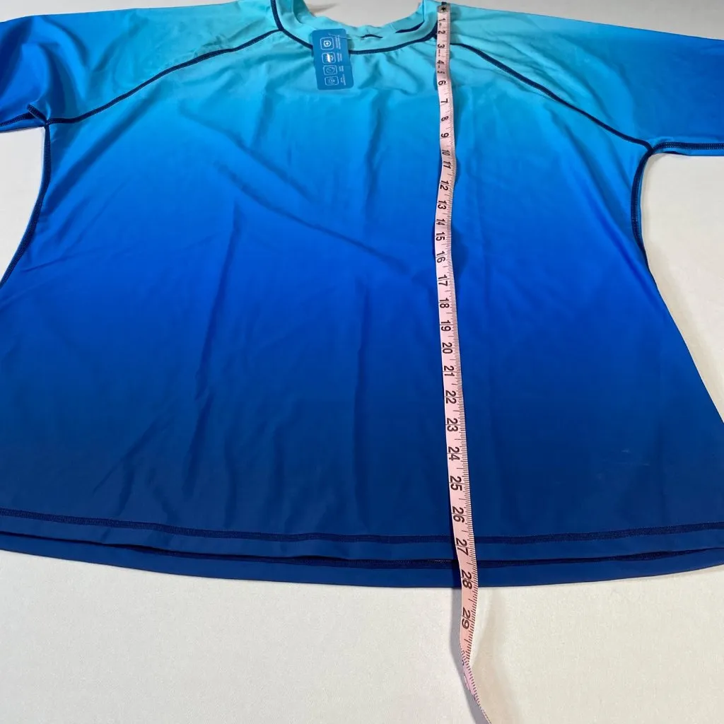 Halcurt Womens 2X Blue Ombre Rash Guard Swim Shirt UV Protection - Image 3