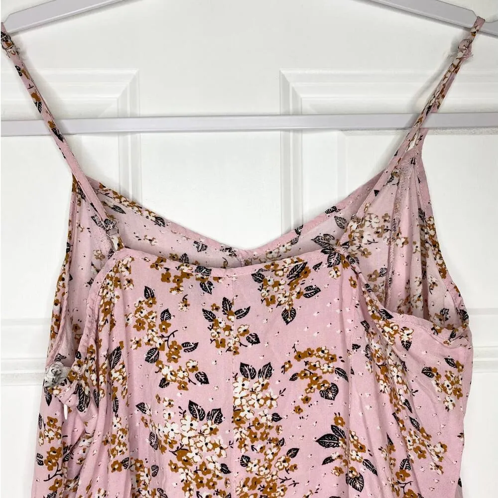 MINKPINK  Floral Playsuit Romper Pink Spaghetti Straps Women's Size Medium - Image 8