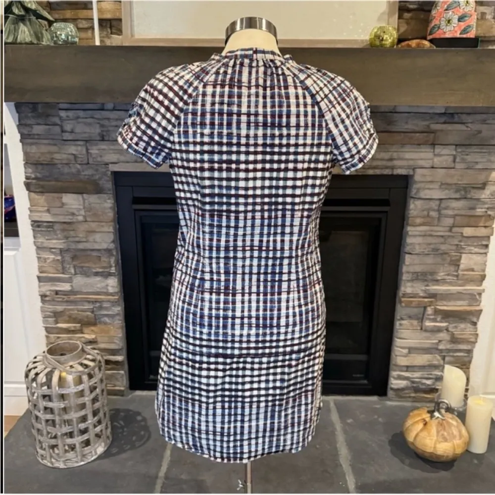 Urban Outfitters Red Blue and White Gingham Short Sleeve Sundress - Image 5