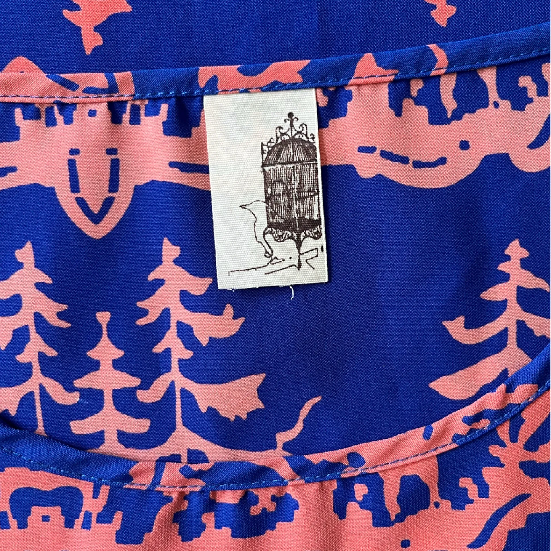 FRANCESCA’S Mini Shift Dress Abstract Trees Blue Pink Women’s Small - Image 12