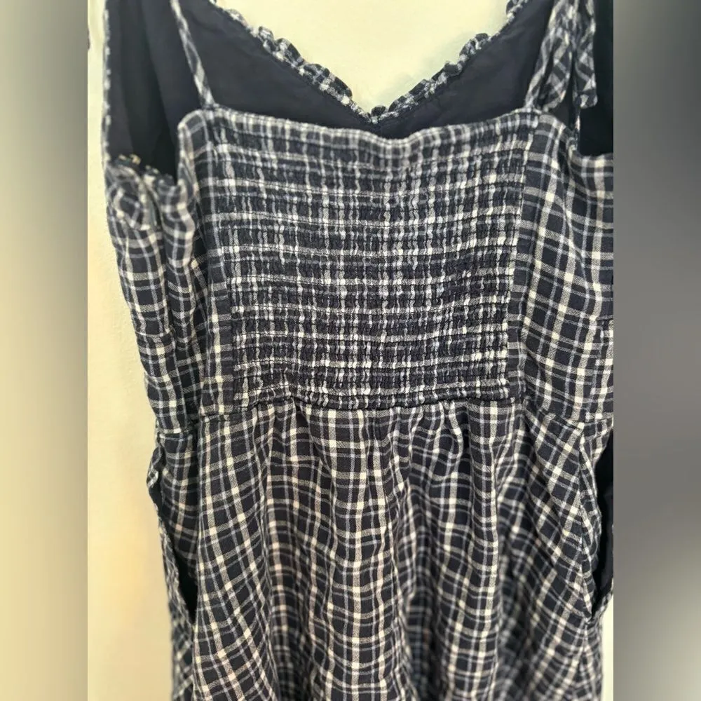 Abercrombie blue gingham plaid linen blend romper size small - Image 6